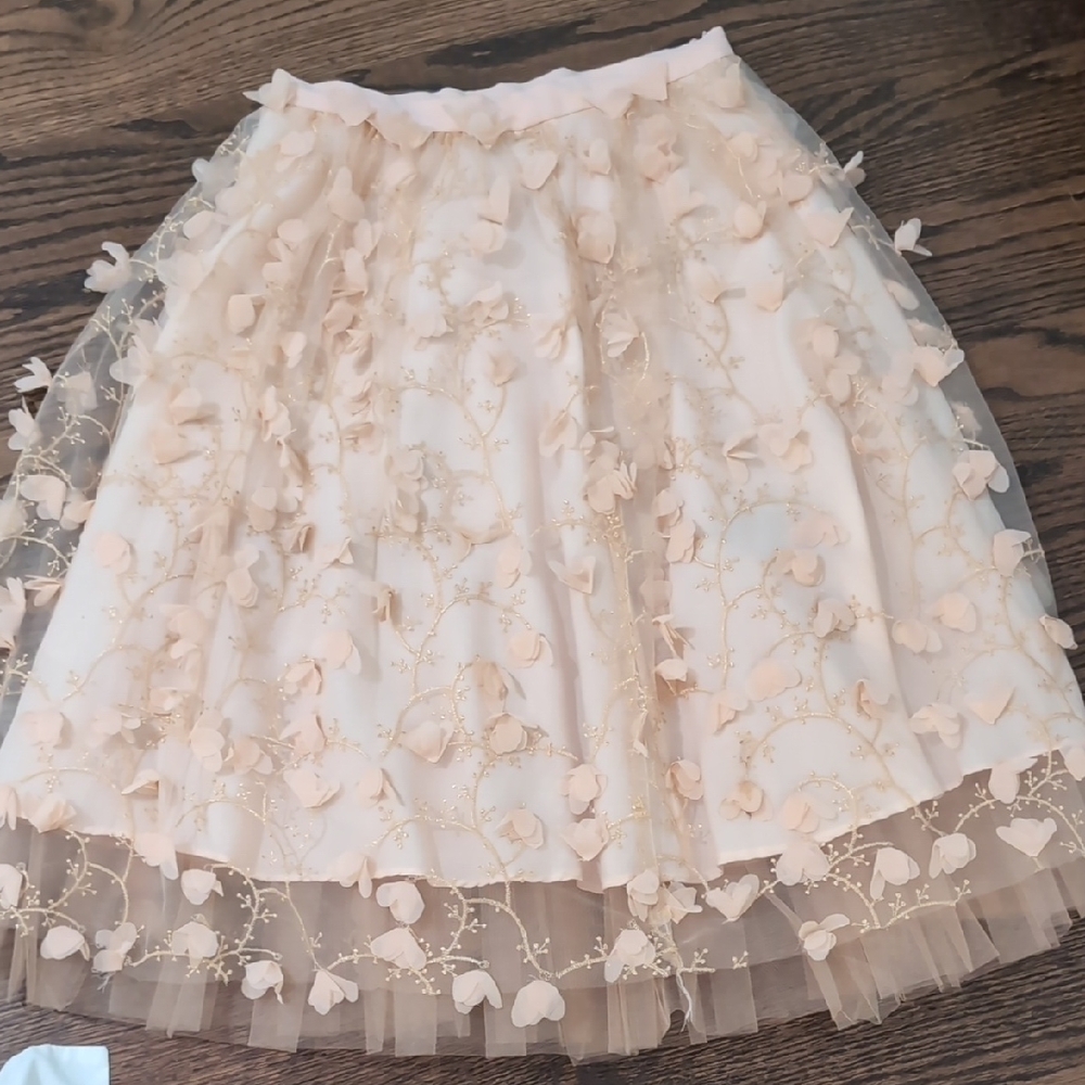 Beautiful Anthropologie skirt With Tulle And Flowers
